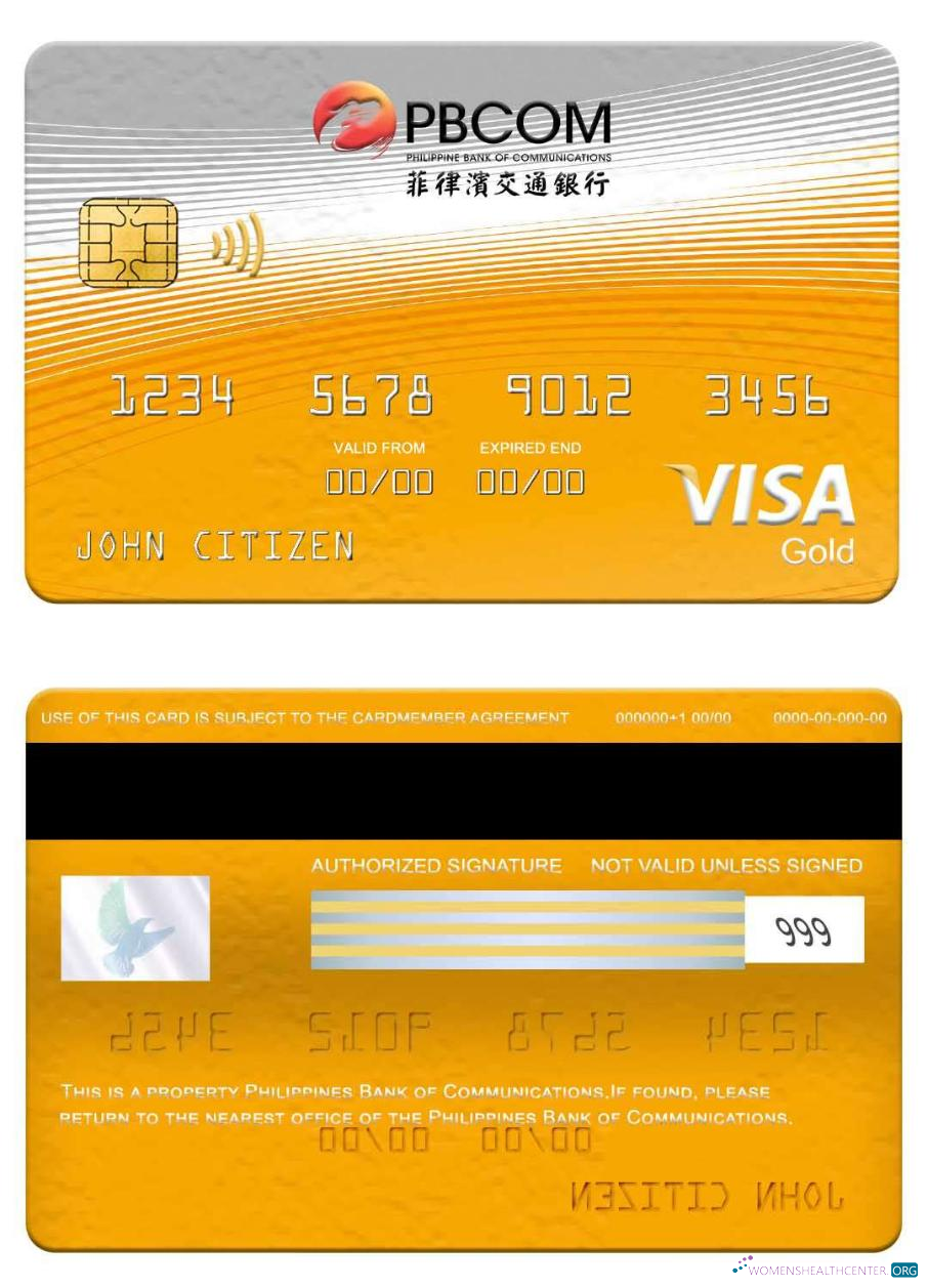 Download Philippines Bank of Communications visa gold card Photoshop template